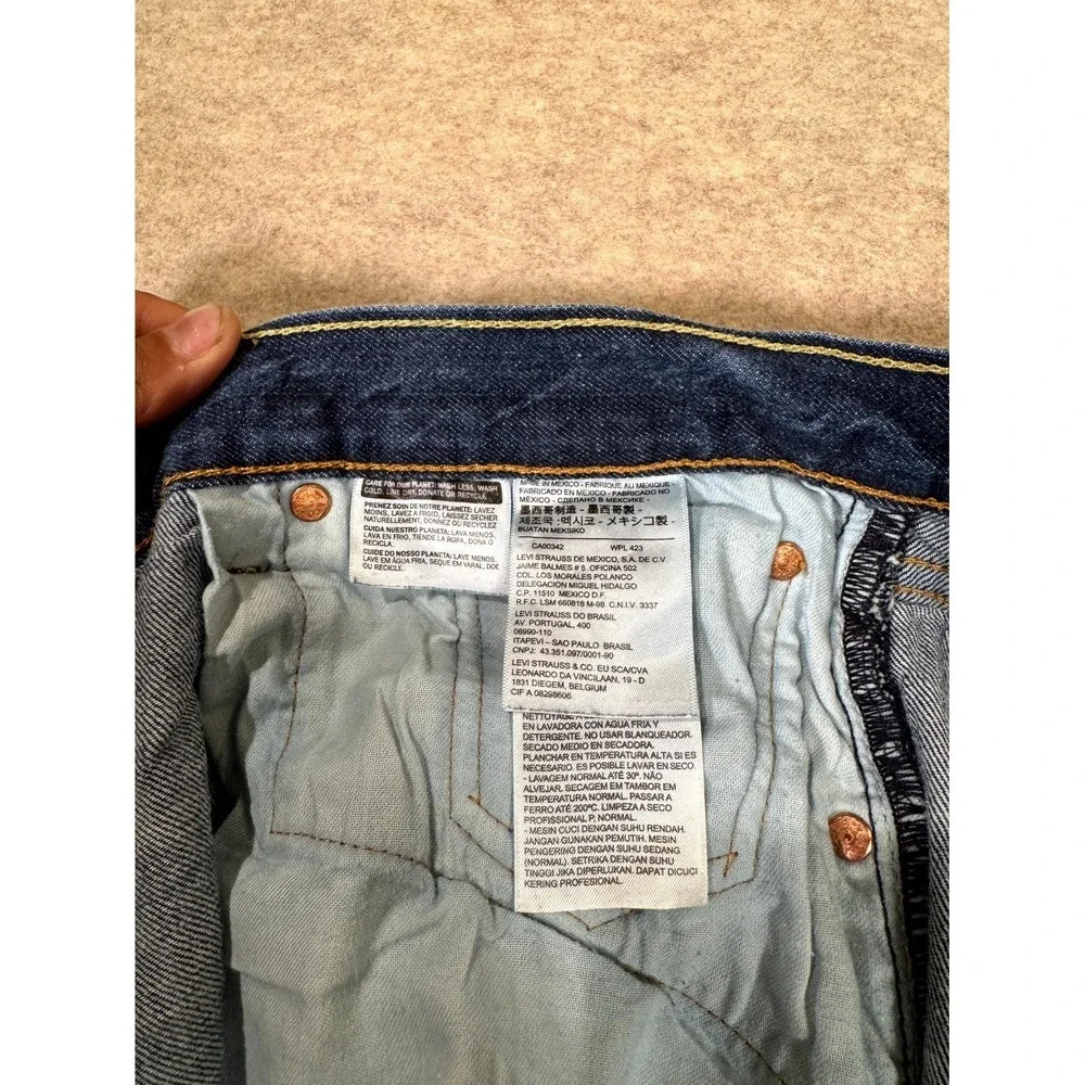 Levis 501 Authentic Jeans Mens 38x30 Blue Denim Mid Rise Straight Leg Button Fly